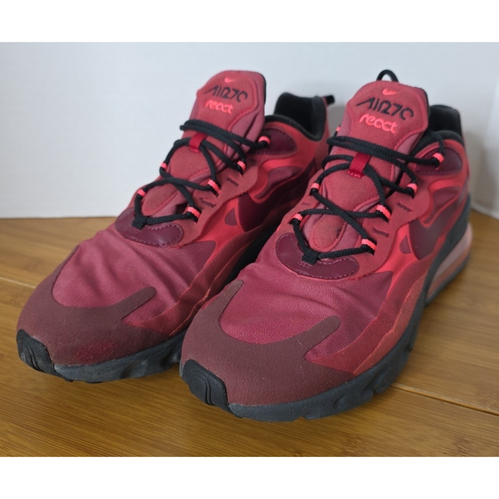 Nike Air Max 270 React Running Shoes Red Black CI3866-600 Sz 10